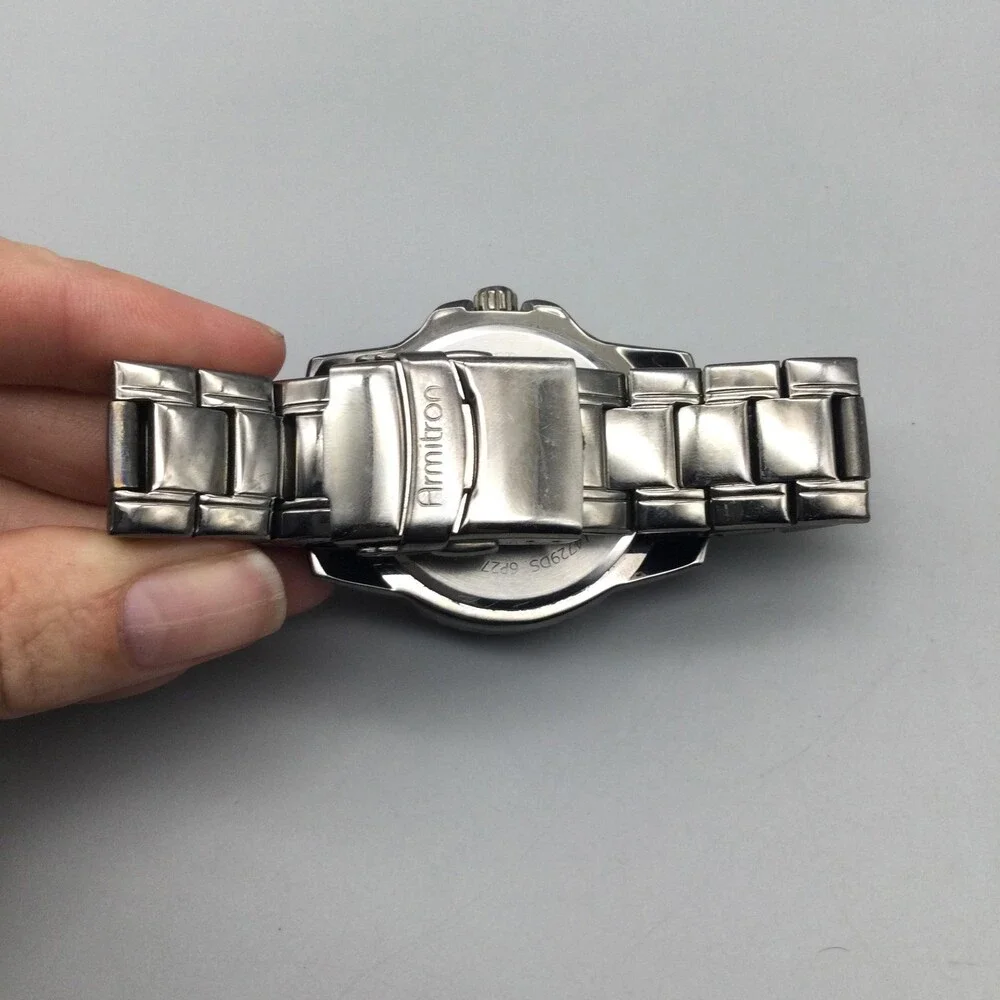 Armitron Mens Watch 42mm Gray Dial Stainless Bracelet 20/4729DS New Battery
